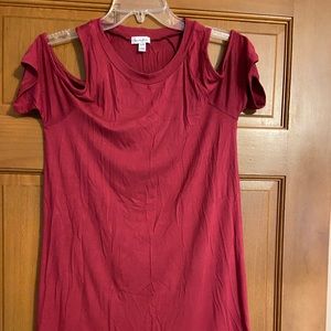 Maroon/wine color cold shoulder dress